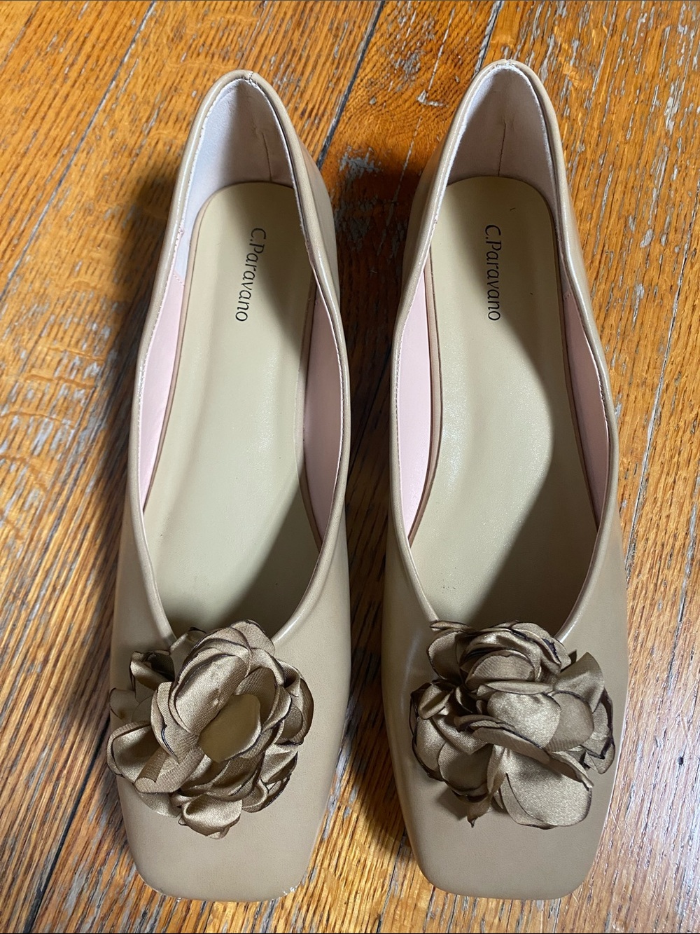 C.Paravano Taupe Floral Knot Ballet Flats-Size 41